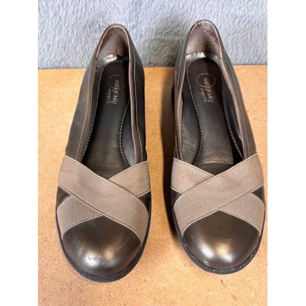 Easy Spirit Anti-Gravity Orrells Bronze Metallic Wedge Loafers Womens 8W Wide